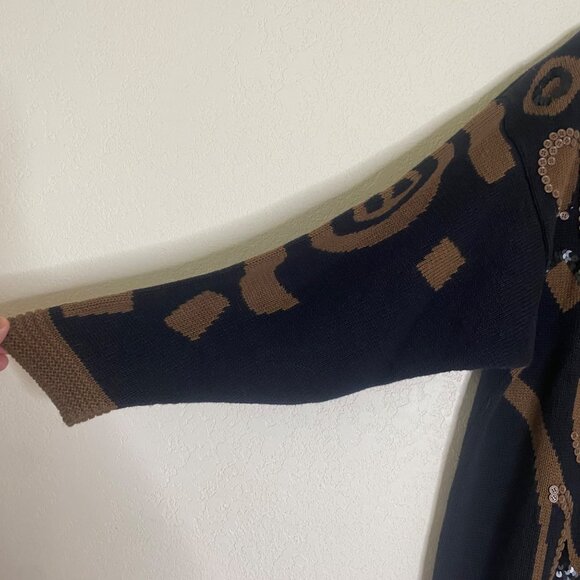 Vintage IB Diffusion Sequined Sweater Womens L Ramie Cotton Button Embellished F - Picture 4 of 13